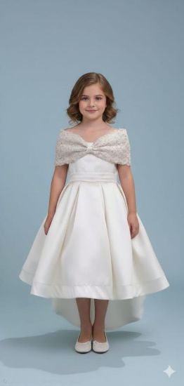 صورة فستان سهرة الفخامة بيج ذيل وصدر مزين باللول